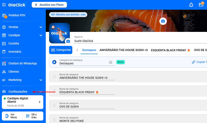 Como configuro o horário do meu restaurante?