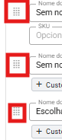 Alças de arrastar à esquerda de cada modificador, usadas para mudar a ordem das opções