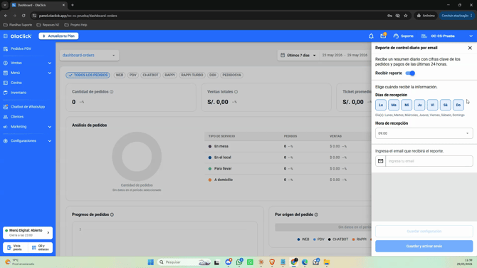 reportes diarios por e-mail