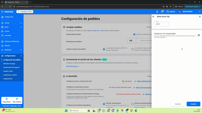 Configura las tajas de entrega