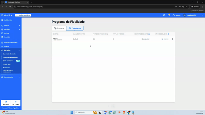  ativar  o Programa de Fidelidade agora