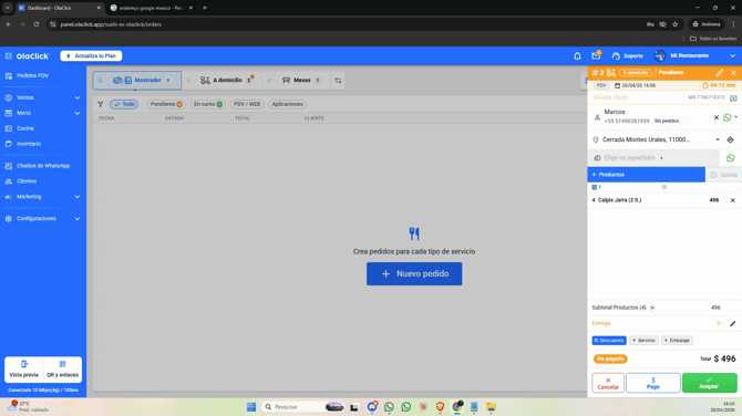 Aprende a editar el tipo de servicio de pedidos
