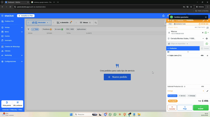 Aprende a editar el tipo de servicio de los pedidos