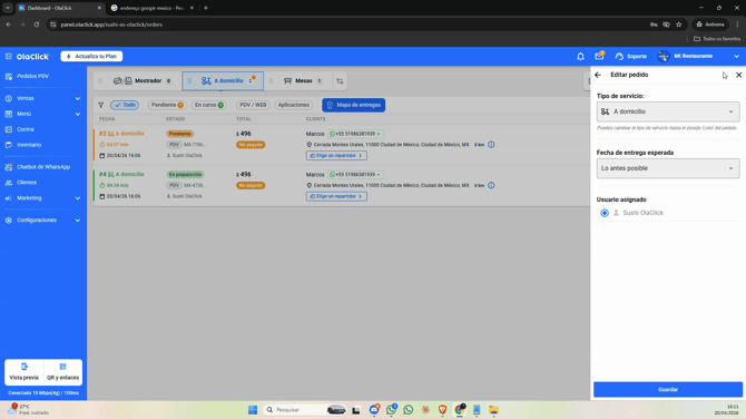 Aprende a editar el tipo de servicio 