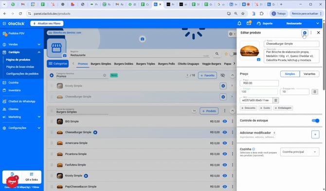 Como organizar seus produtos  na página de produtos olaclick
