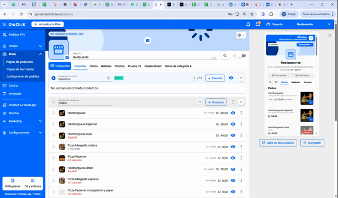 Gestiona tus productos favoritos en la página  