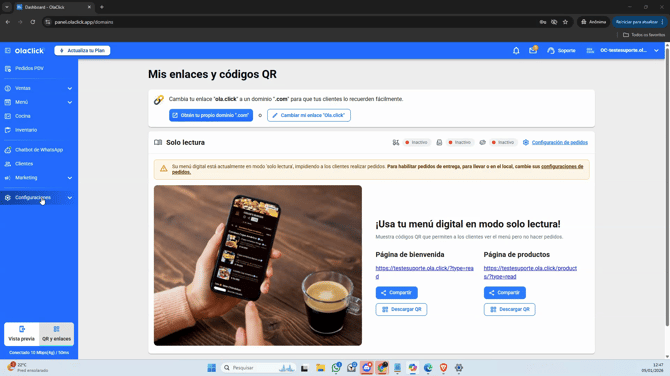 Corrige el botón “+” en el menú digital de tu tienda