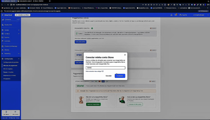   conecte sua maquininha  no sistema OlaClick